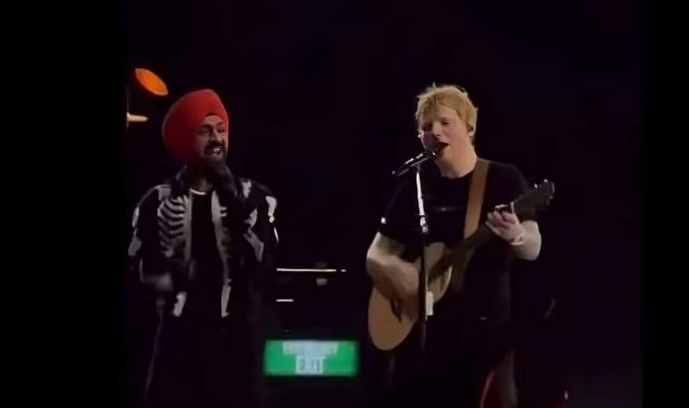 Ed Sheeran performs with Diljit Dosanjh during his “+-=÷x” tour in Mumbai leaving fans delighted