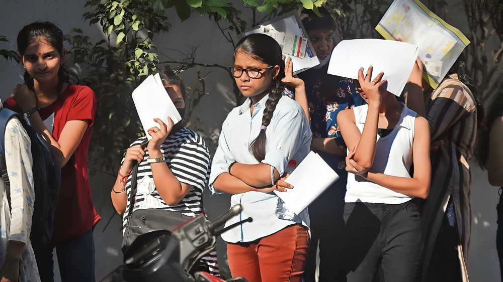 Representational Image of students waiting in line for the examination