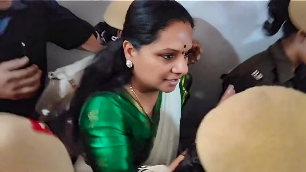 BRS leader K Kavitha brought to the Rouse Avenue Court.      Credit: PTI Photo