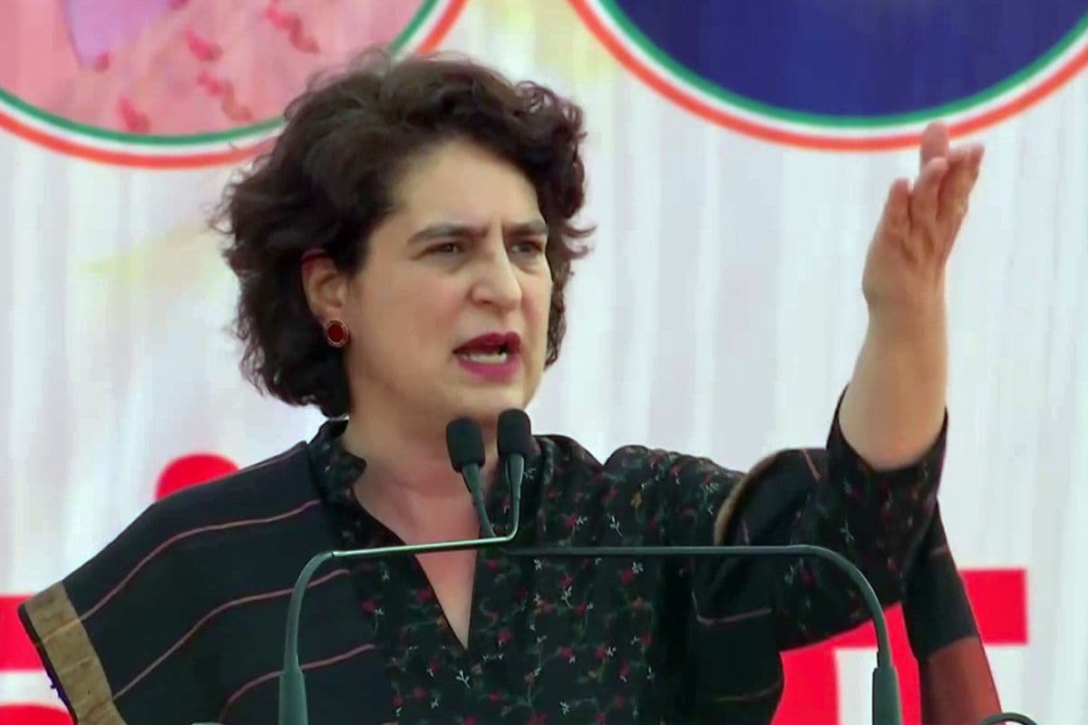 Congress General Secretary Priyanka Gandhi Vadra addresses a public meeting