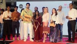 Actor and director Adivi Sesh joins students of Woxsen University at Design Vanguard 2024 at T-Works, Hyderabad.