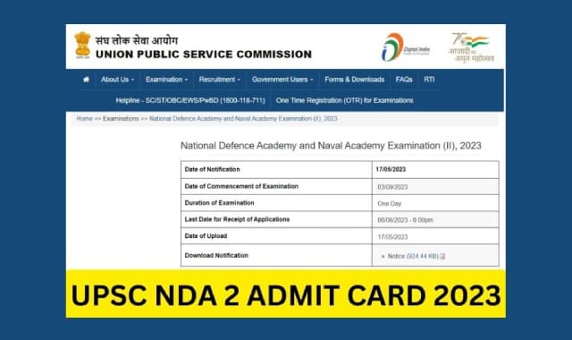 UPSC NDA 2 Admit Card 2023 out now at upsc.gov.in, know how to download here