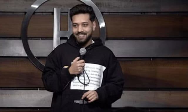 Stand-up comedian Nalin Yadav while doing a show