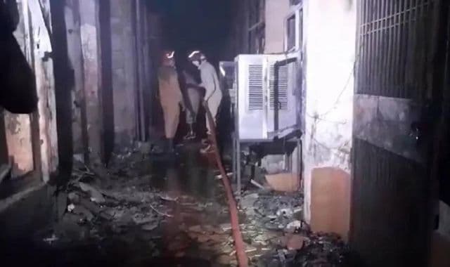 Fire at Delhi's Kashmere Gate metro police station.