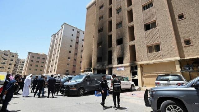 Fire broke out in a six-story building in Kuwait's Mangaf neighborhood 