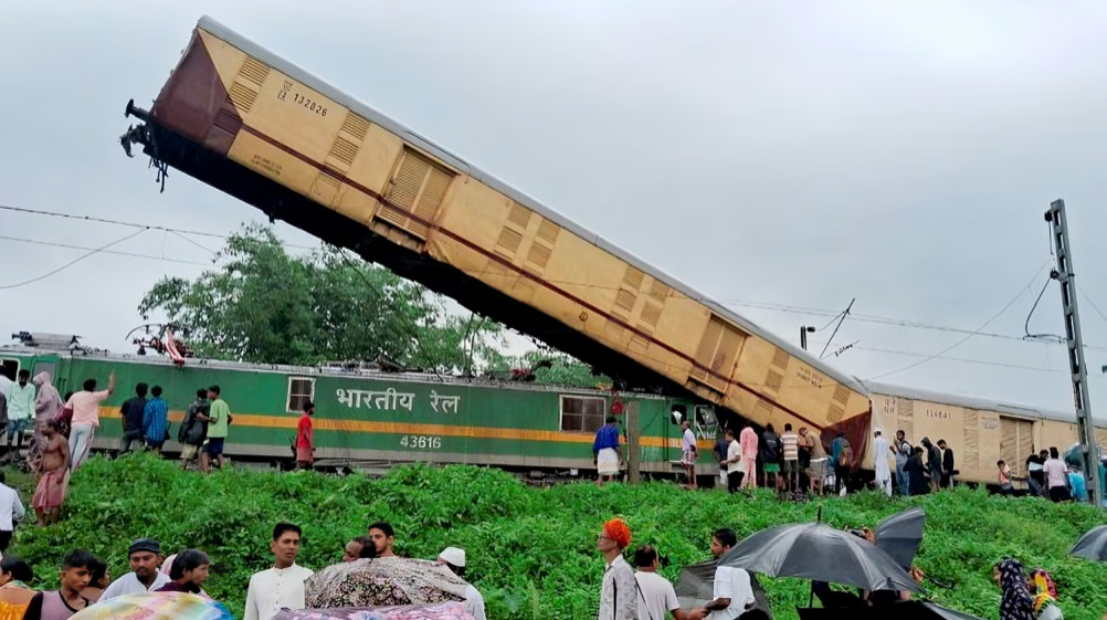 Kanchanjunga Express Train Accident: Locals gather after the Kanchanjungha Express collided with a goods train, near New Jalpaiguri railway station.