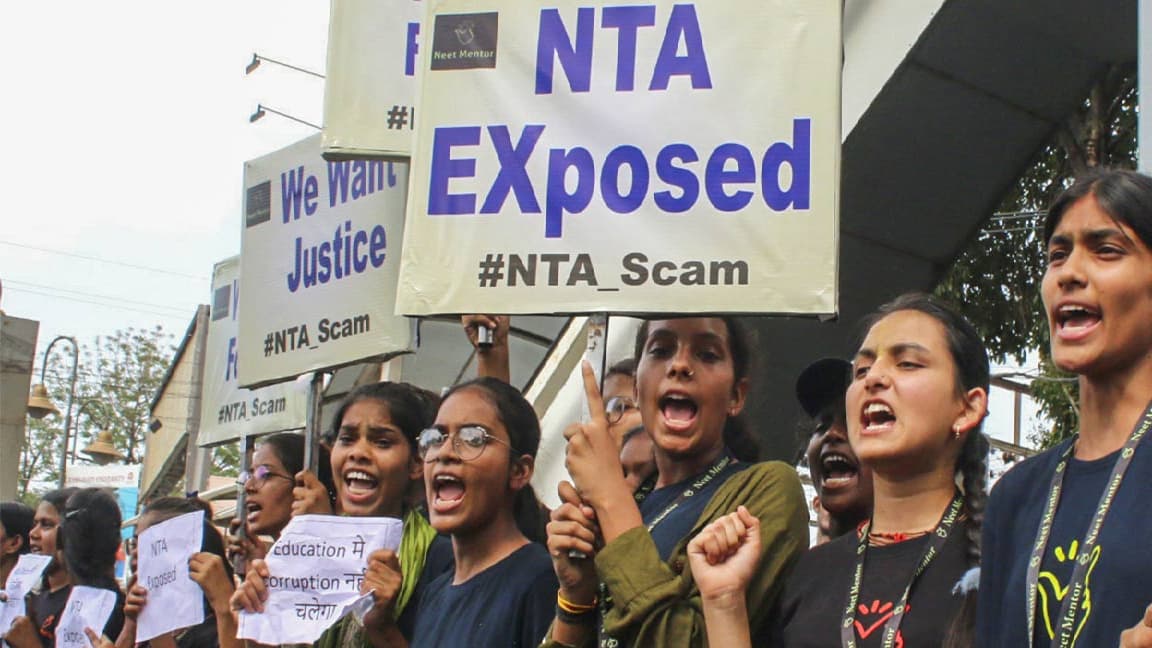 Students protesting against NTA