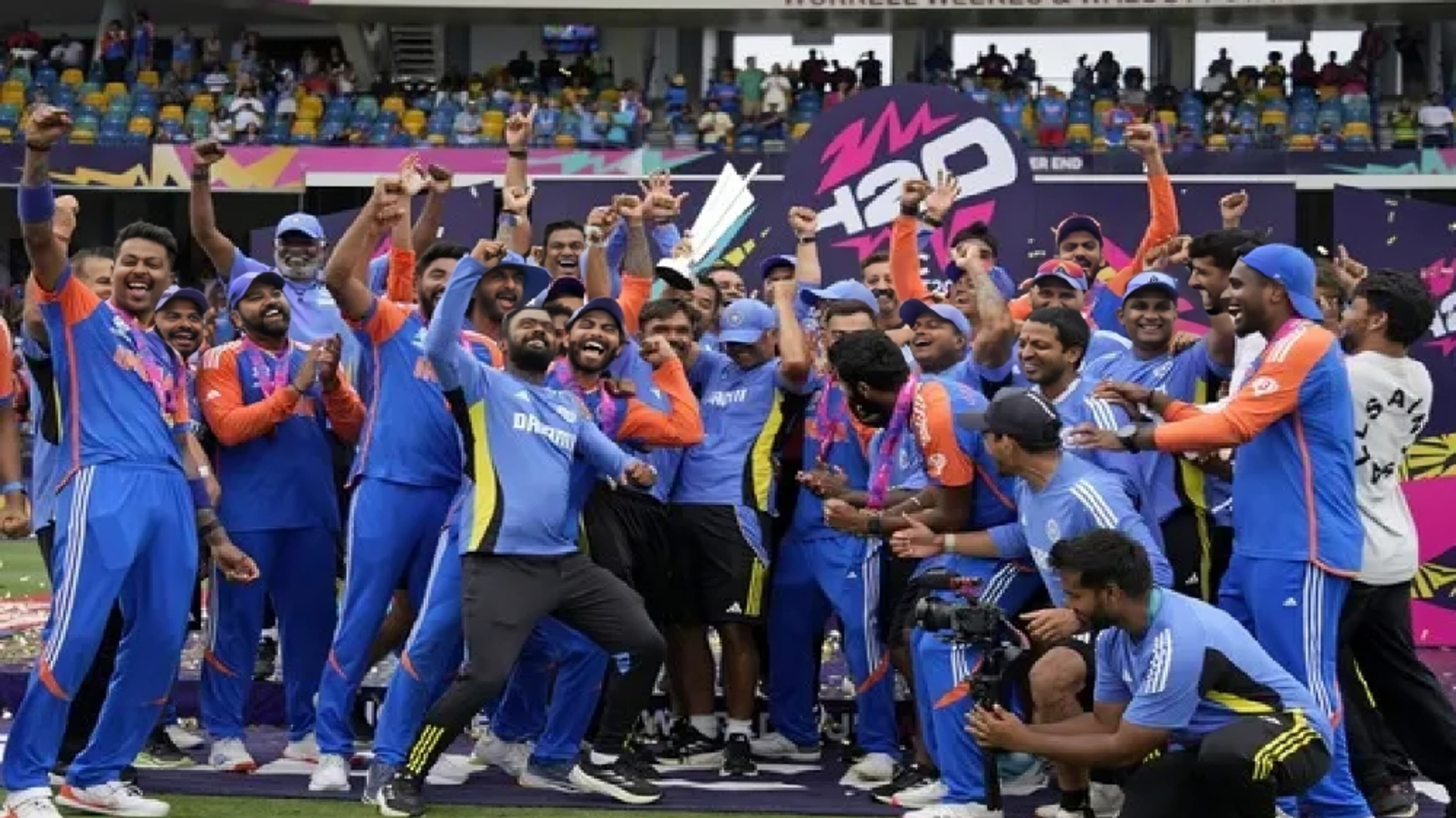The long 11-year wait finally ended on June 29, as India lifted the coveted ICC trophy once more. (Image Source: X/Twitter)