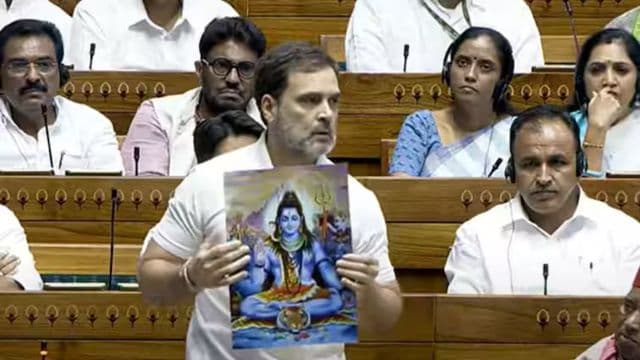 Rahul Gandhi displays lord shiva image amid NEET paper leak debate