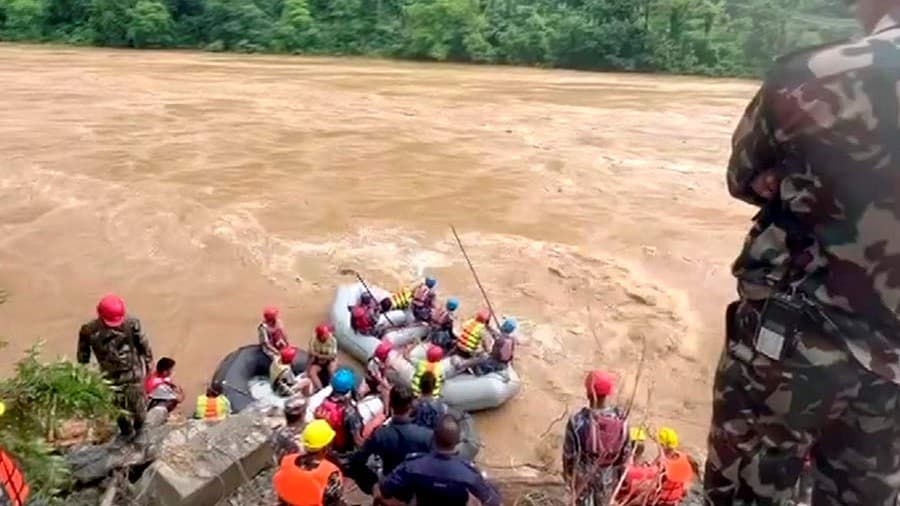 Heavy rain causes landslide in Nepal leading to twin bus falling in river Trishul