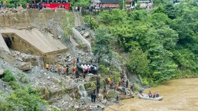 Heavy rain causes landslide in Nepal leading to twin bus falling in river Trishul