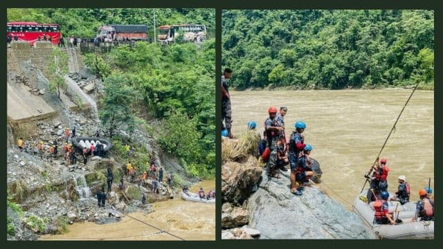 Nepal landslide twin bus accident