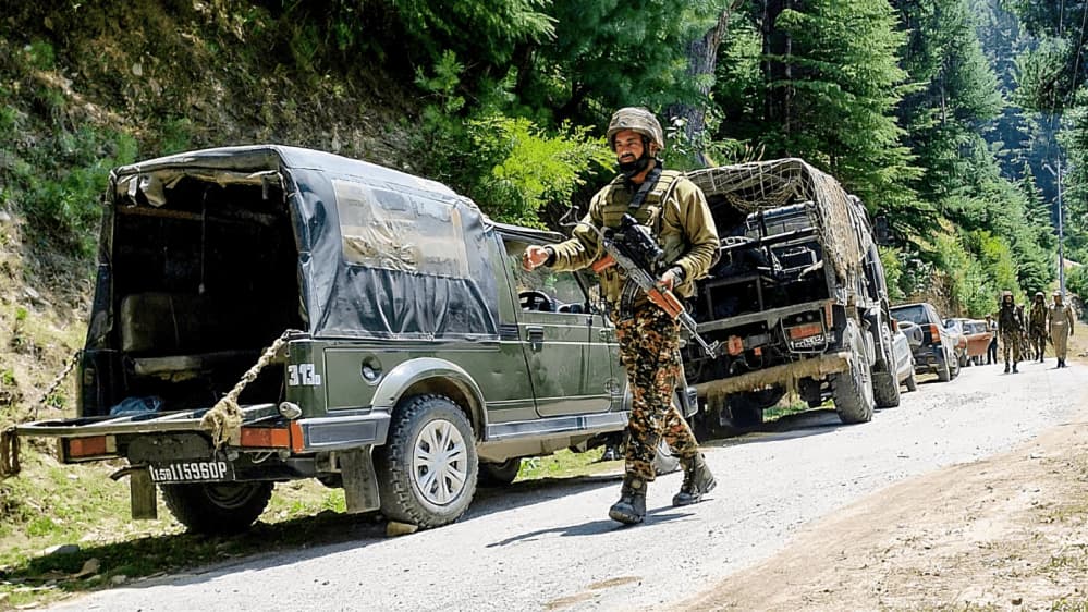 File photo of Army personnel near the site where security forces and terrorists exchanged gunfire in Doda.