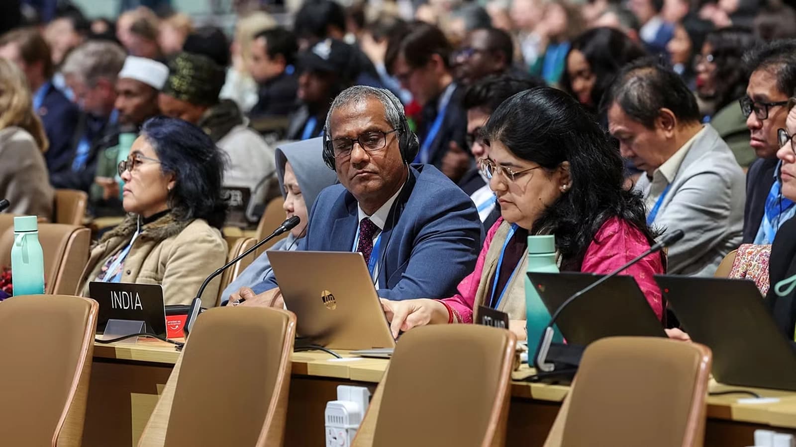 Additional Secretary at India's Environment Ministry Naresh Pal Gangwar attends a closing plenary meeting the COP29 United Nations Climate Change Conference, in Baku Azerbaijan November 24, 2024. Credit: Reuters Photo