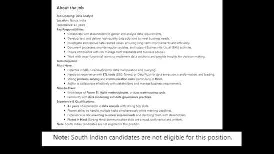 Noida consulting firm's job posting sparks outrage over regional discrimination