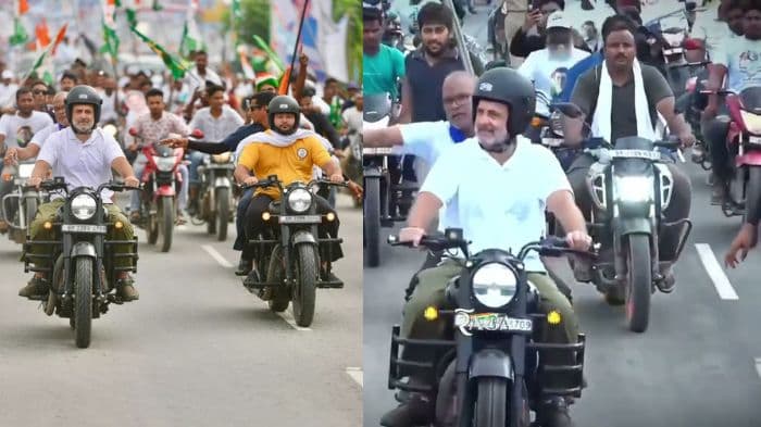Rahul Gandhi, Tejashwi Yadav ride Bullet bikes in Bihar during “Voter Adhikar Yatra”
