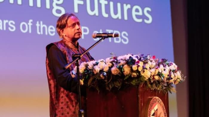 Dr Shashi Tharoor during his Keynote addressing guests at IB@20: Inspiring Futures at The British School New Delhi