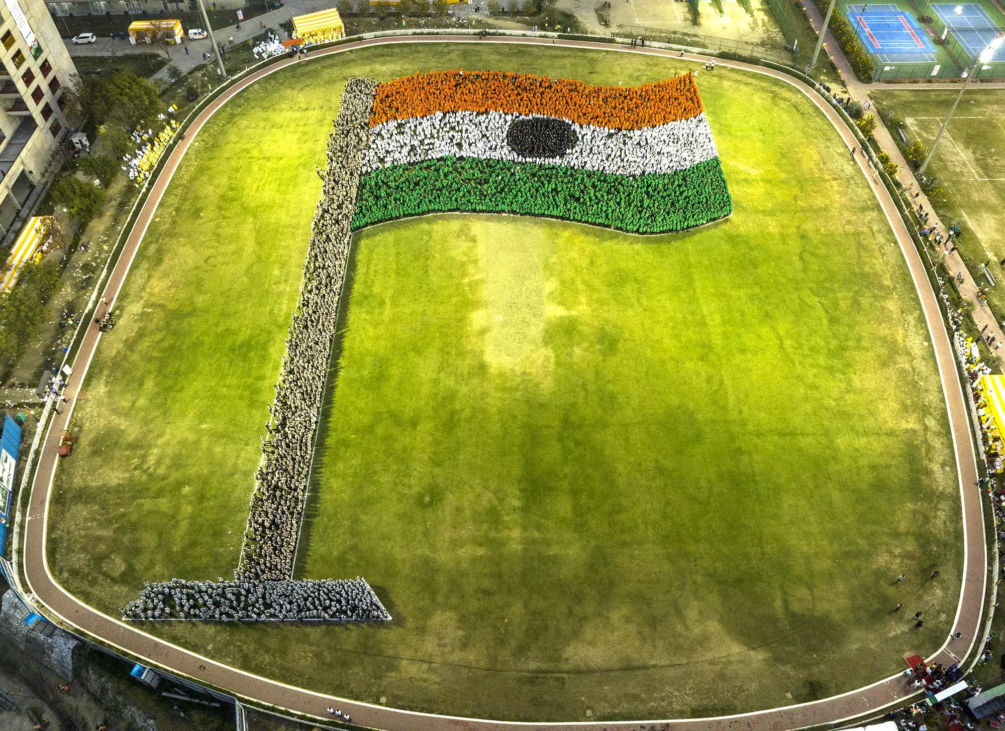  O P Jindal Global University sets world record for largest human waving of national flag