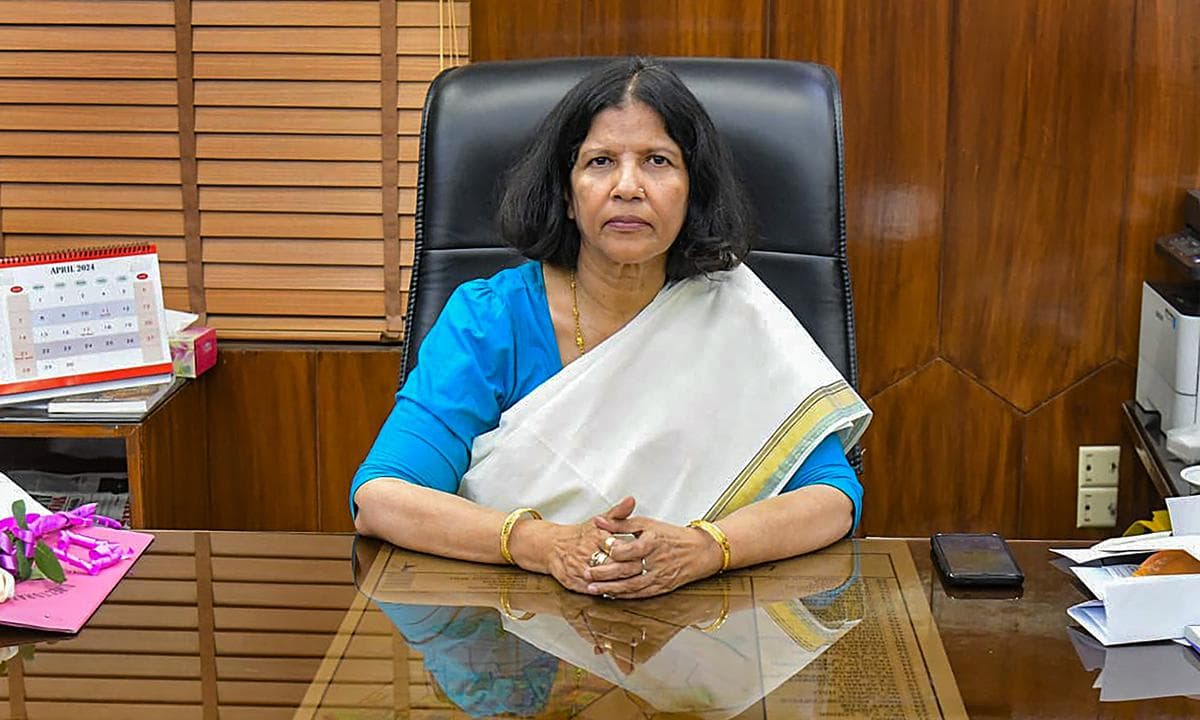 Professor Naima Khatoon at her office, after her appointment as the Vice-Chancellor of Aligarh Muslim University in Aligarh on April 23, 2024. Photo: AMU VC office via PTI