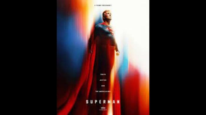 AI-generated image of Donald Trump as Superman flying with cape and clenched fist