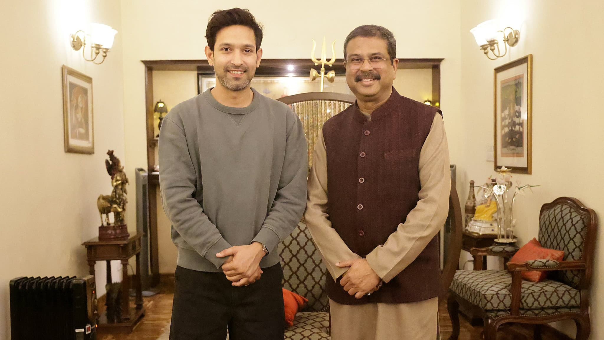 Actor Vikrant Massey meets Education Minister Pradhan to promote Bharatiya Bhasha in schools