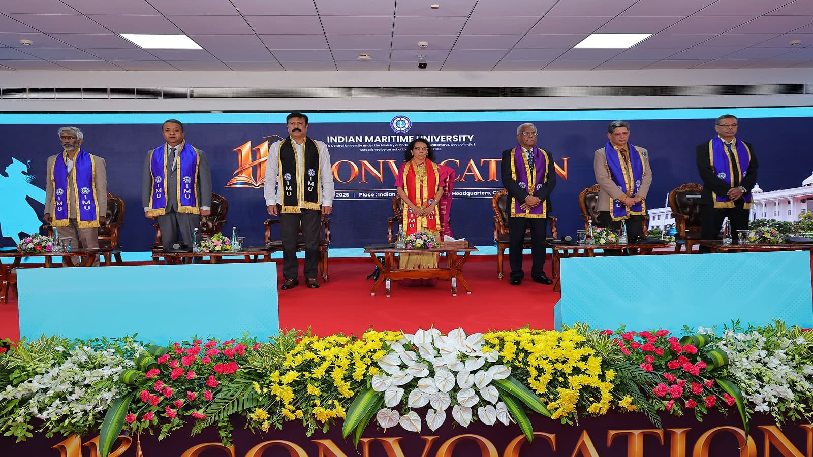 Indian Maritime University 11th Convocation 2026 in Chennai with graduates and university officials.