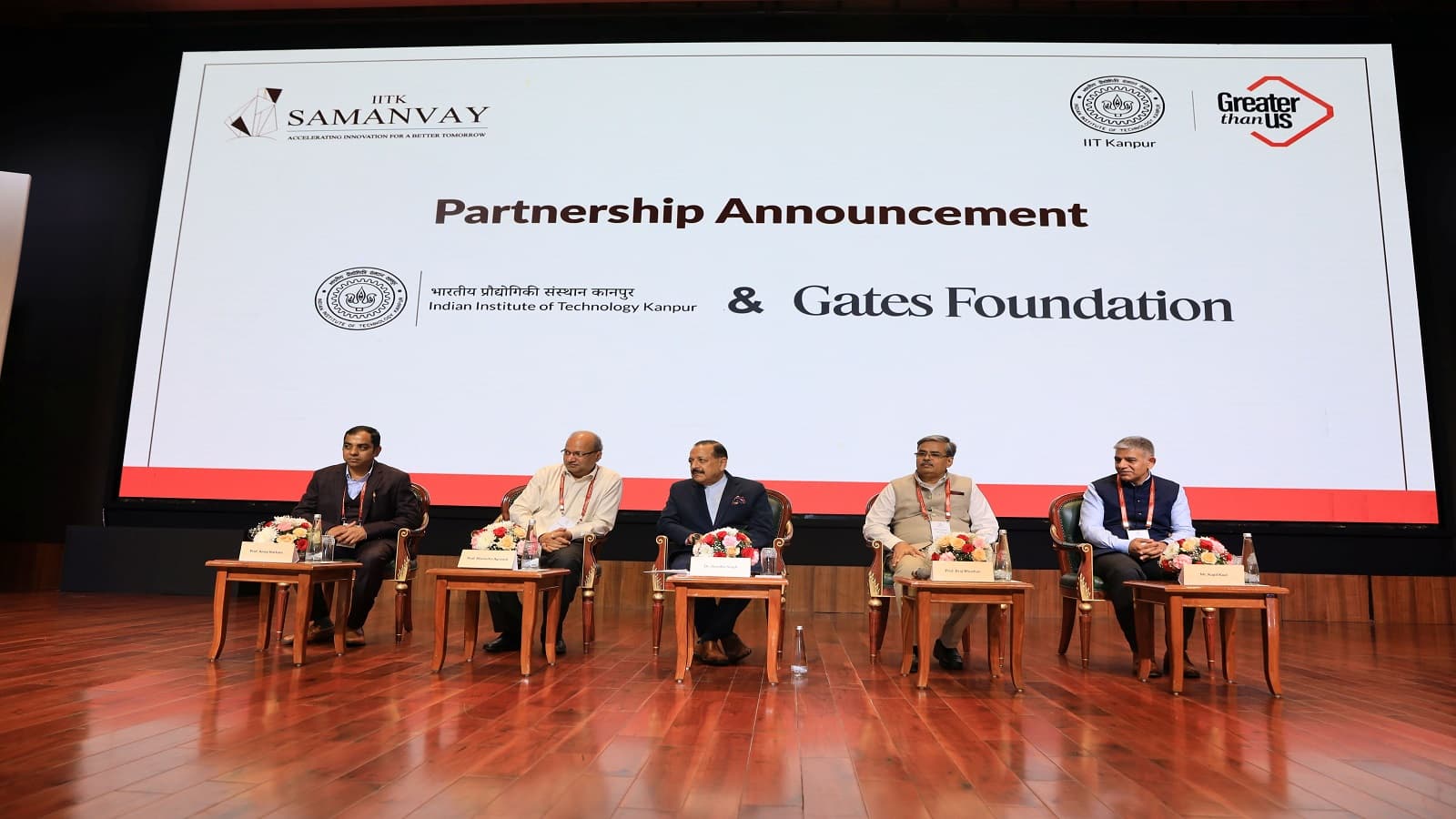 IIT Kanpur Samanvay 2026 summit at Bharat Mandapam in New Delhi, featuring discussions on industry-academia collaboration and affordable diagnostic technologies.