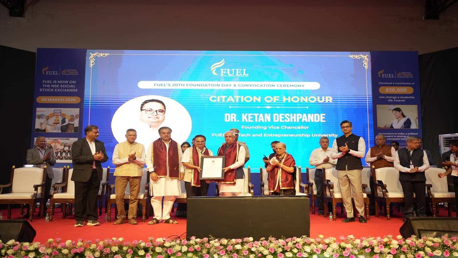 Tamil Nadu Governor Rajendra Arlekar at FUEL SkillTech University's 20th Foundation Day and second convocation ceremony in Bhugaon, Pune.