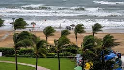 School building during precautionary closures in Andaman and Odisha amid the Cyclone Arnab weather alert.
