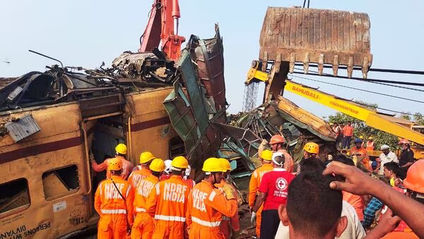 Members of the National Disaster Response Force (NDRF) conduct rescue operation at the site of train crash in Vizianagaram district of India's Andhra Pradesh state on October 30, 2023. (File photo)