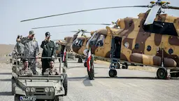 Senior Iranian military officials inspect helicopters as the IRGC tightens its grip over defence and diplomatic decision-making | Image source: Reuters