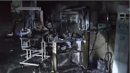 Fire damage inside the NICU of Amravati District Women’s Hospital after three newborns died in a hospital fire.