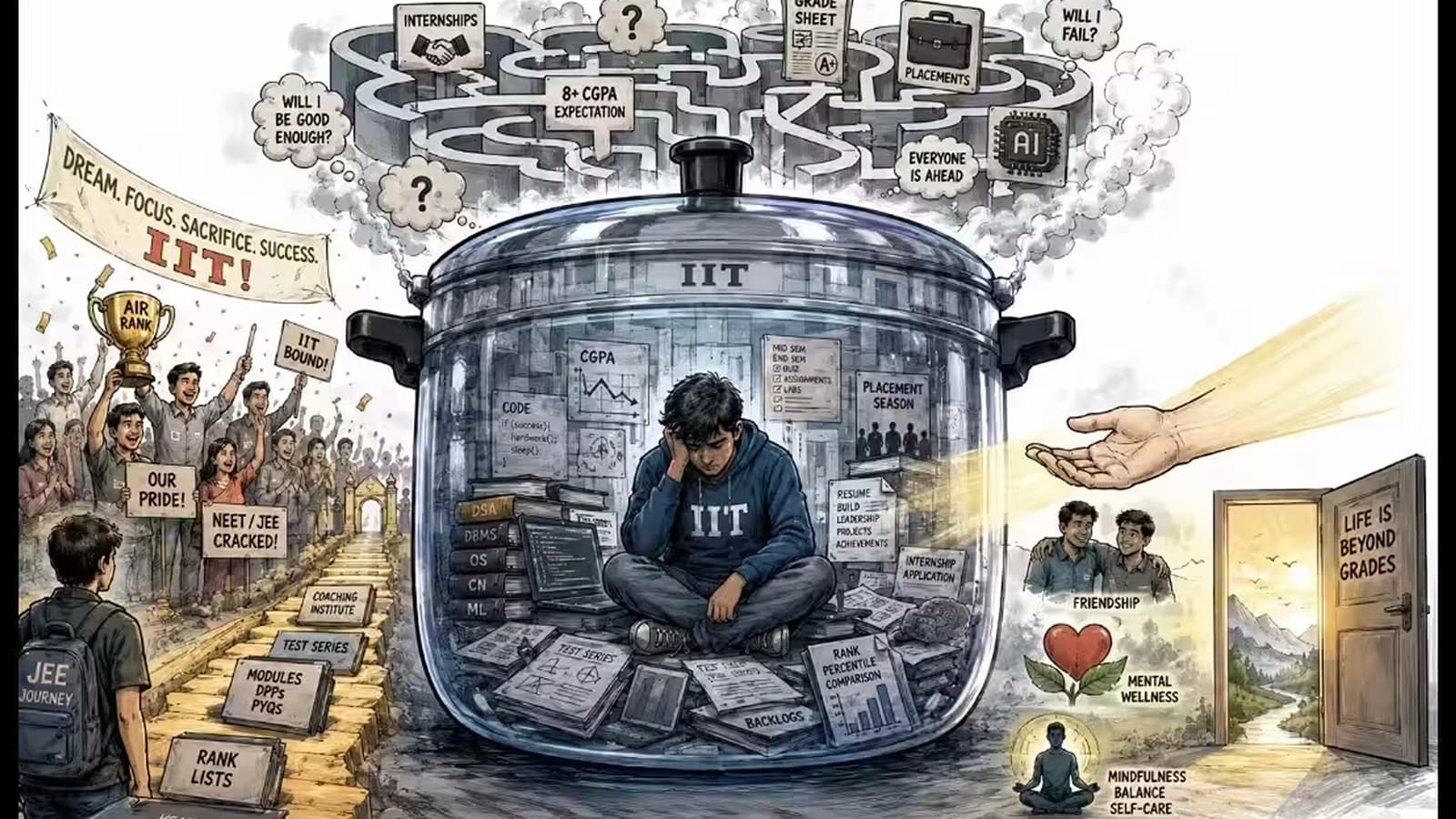 IIT student mental health and suicide prevention initiatives at IIT Bombay and IIT Kharagpur