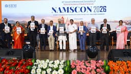 Governor Rajendra Vishwanath Arlekar and SRMIST Founder Chancellor Dr. T. R. Paarivendhar at the NAMSCON 2026 inaugural ceremony.