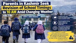 Students arriving at a school in Kashmir amid revised Jammu and Kashmir school timings for October 2026.