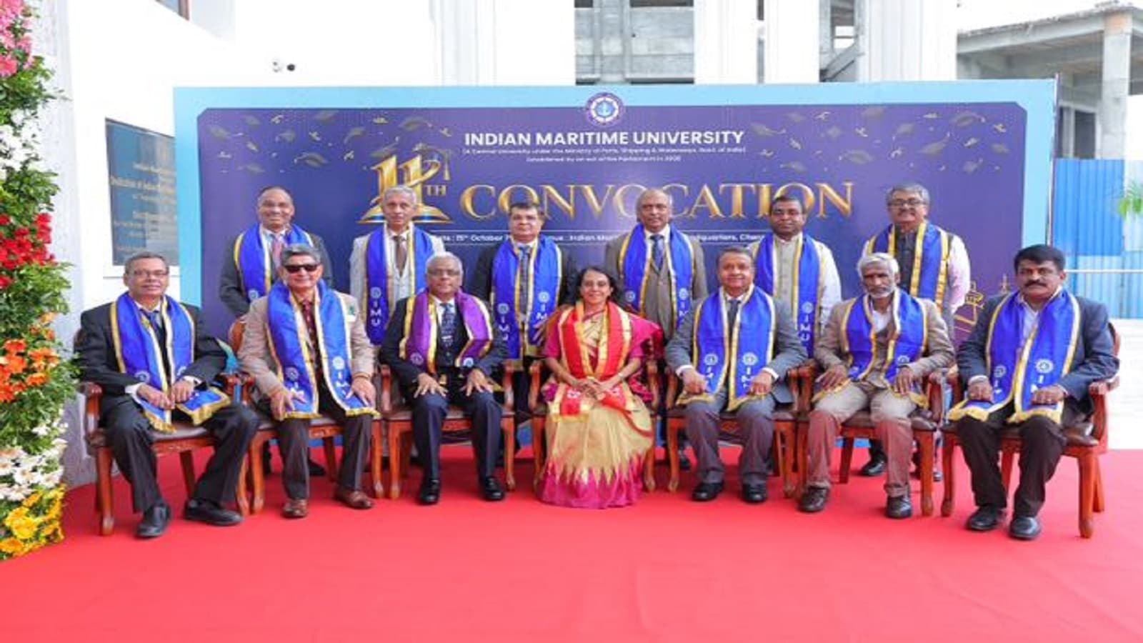 Indian Maritime University 11th convocation ceremony in Chennai with graduating students and university officials.