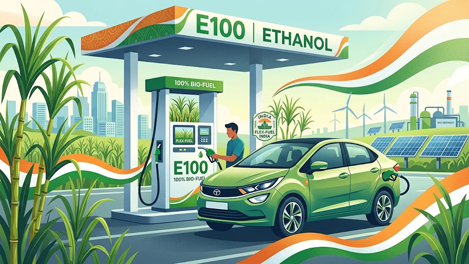 E100 ethanol fuel India flex-fuel vehicle rules 2026