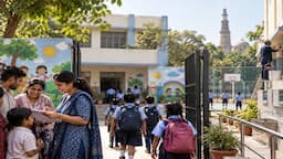 MCD school teachers in Delhi conducting an admission drive to enrol out-of-school children under the November 2026 directive.